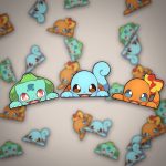 Pokemon Sticker Gen 1 Starter Set: Shiggy, Glumanda & Bisasam