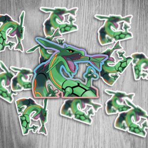 Pokemon Rayquaza Peekers Holographischer Sticker - 10 cm Breite - Legendäres Pokemon aus der 9. Generation