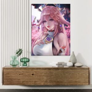 Yae Miko Portrait Poster aus Genshin Impact – Mystische Eleganz für Ihre Wanddekoration