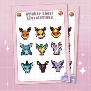 Pokémon Evoli Evolutionen Sticker - Stickerbogen für Fans