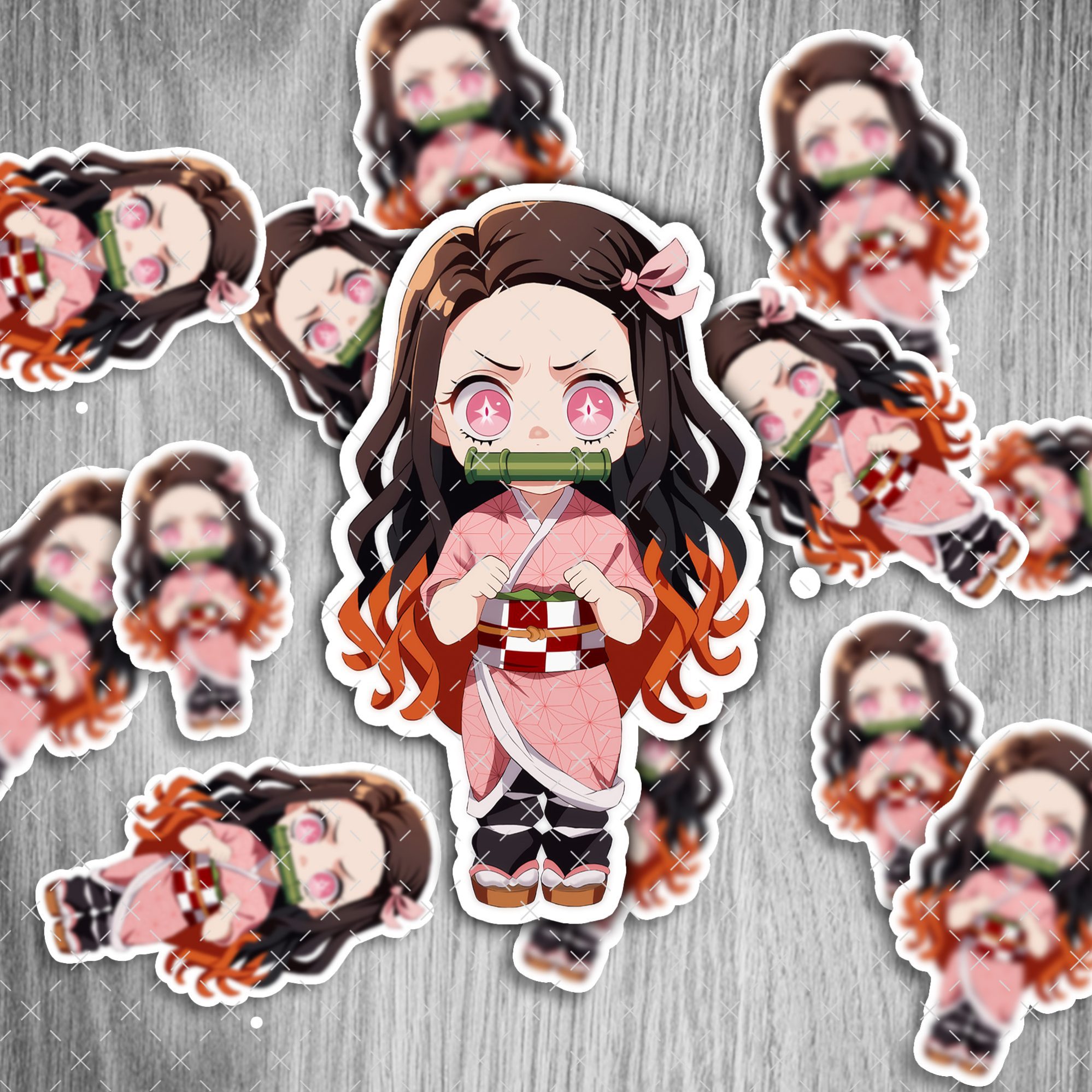 Nezuko Demon Slayer Sticker – Set mit 2 Stück, wasser- und UV-beständig, eigene Herstellung 1 Nezuko Demon Slayer Sticker – Set mit 2 Stück, wasser- und UV-beständig, eigene Herstellung