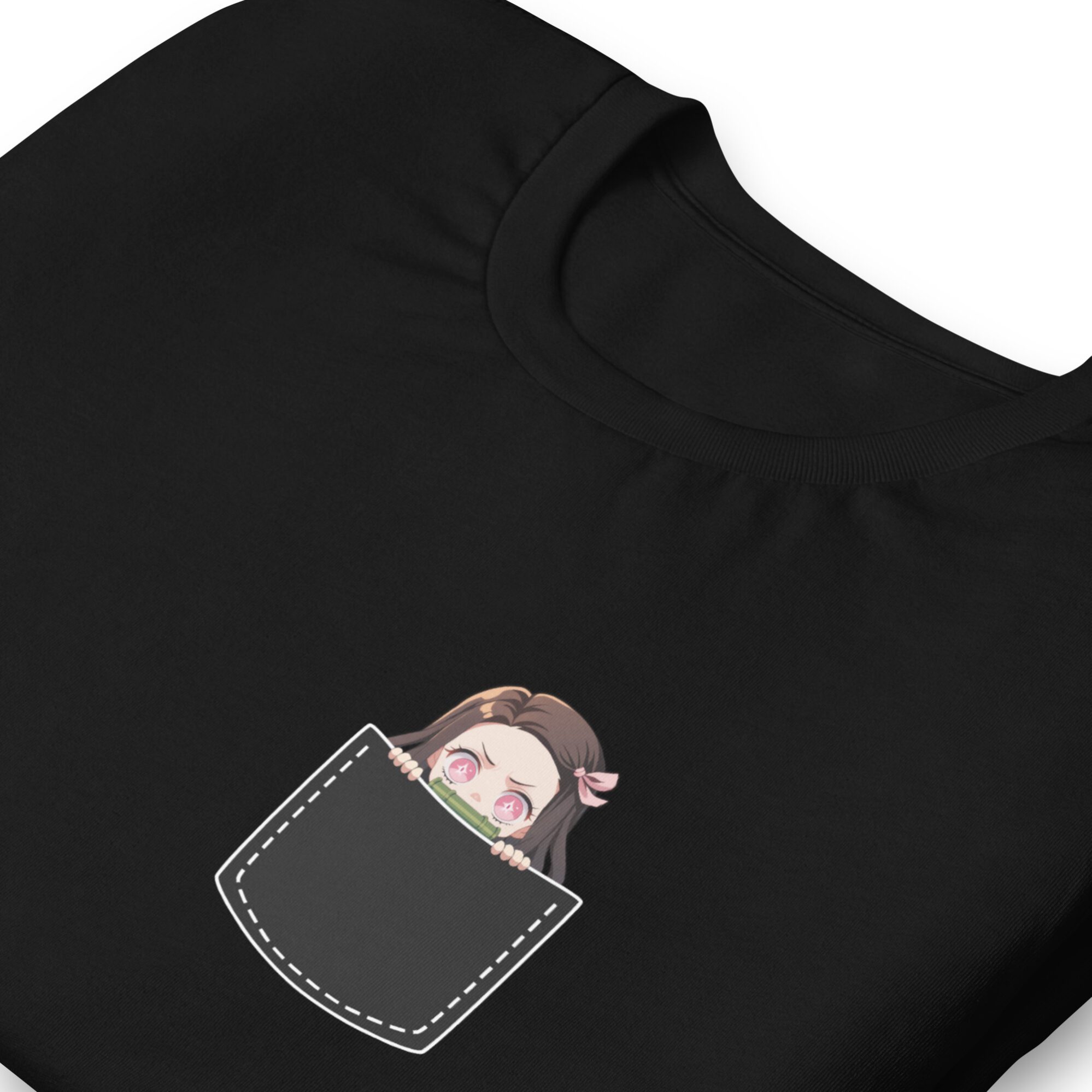 Nezuko T-Shirt – Demon Slayer Anime Shirt 3 Demon Slayer Nezuko T-Shirt Unisex – Süßes Brusttaschen-Design – Schwarz oder Weiß – Größen S bis XXL