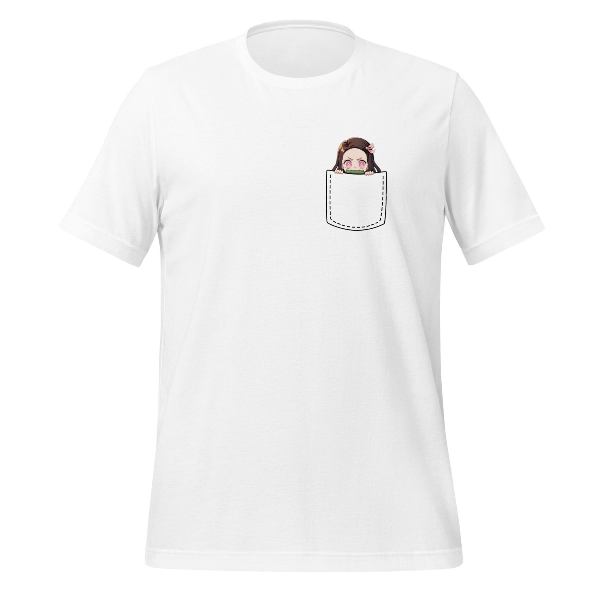 Nezuko T-Shirt – Demon Slayer Anime Shirt 4 Demon Slayer Nezuko T-Shirt Unisex – Süßes Brusttaschen-Design – Schwarz oder Weiß – Größen S bis XXL