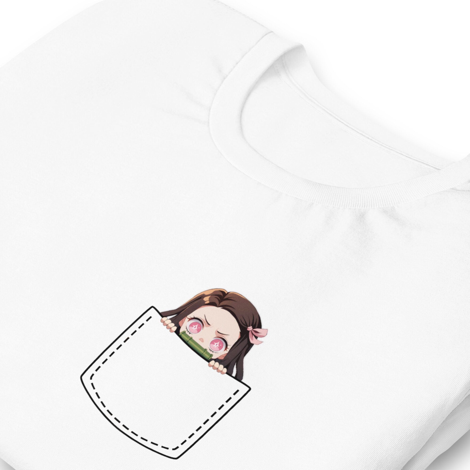 Nezuko T-Shirt – Demon Slayer Anime Shirt 5 Demon Slayer Nezuko T-Shirt Unisex – Süßes Brusttaschen-Design – Schwarz oder Weiß – Größen S bis XXL