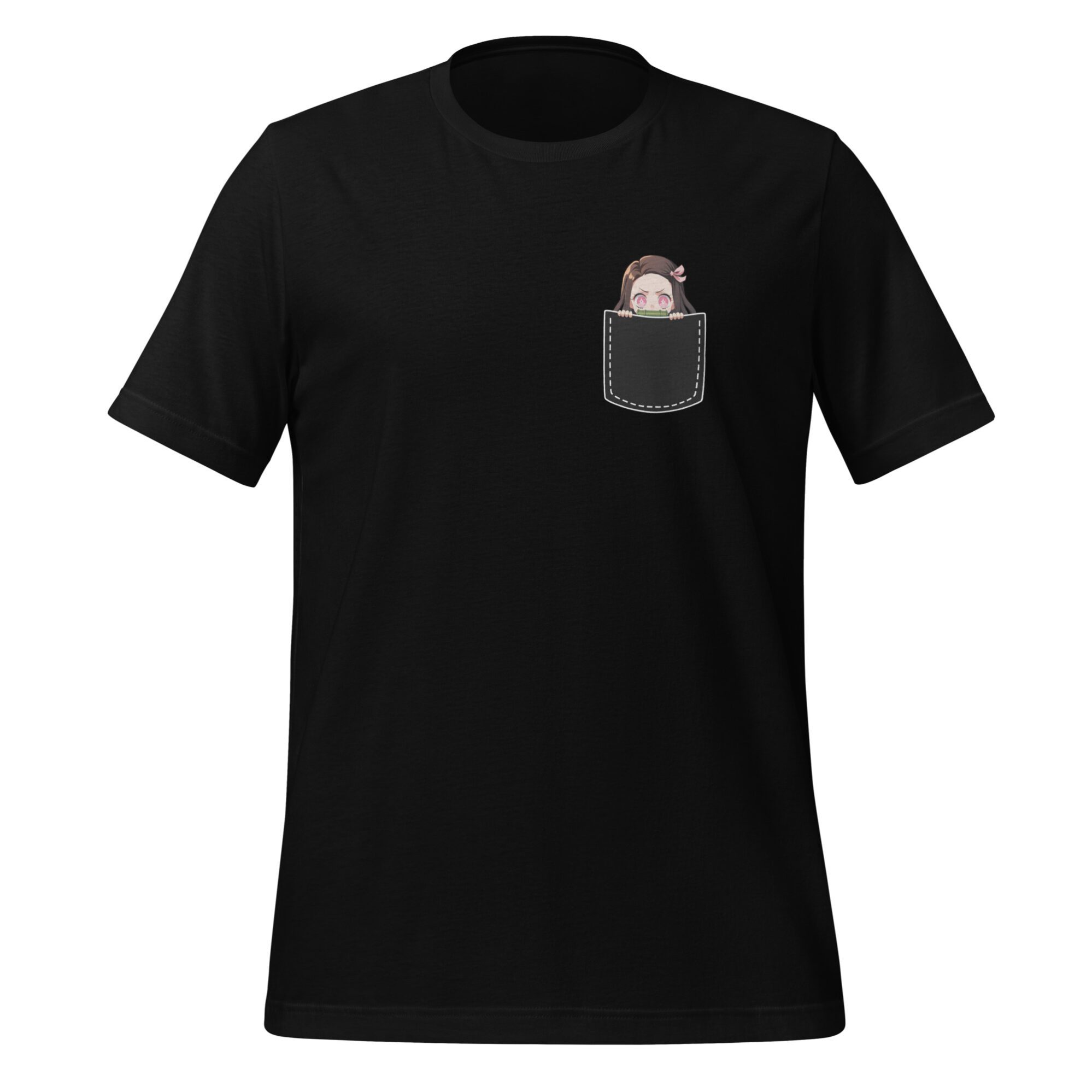 Nezuko T-Shirt – Demon Slayer Anime Shirt 2 Demon Slayer Nezuko T-Shirt Unisex – Süßes Brusttaschen-Design – Schwarz oder Weiß – Größen S bis XXL