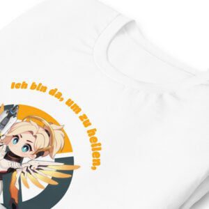 Overwatch Mercy T-Shirt Unisex – Weiß oder Schwarz mit Spruch – Größen S bis XX