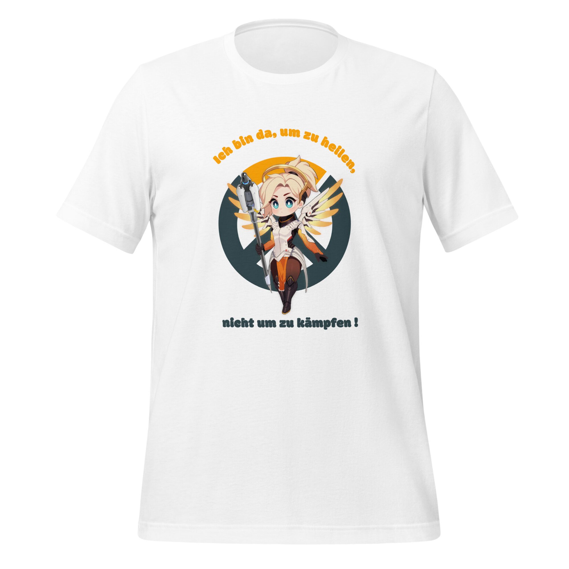 Overwatch Mercy T-Shirt Unisex – Weiß oder Schwarz mit Spruch – Größen S bis XX 5 Overwatch Mercy T-Shirt Unisex – Weiß oder Schwarz mit Spruch – Größen S bis XX