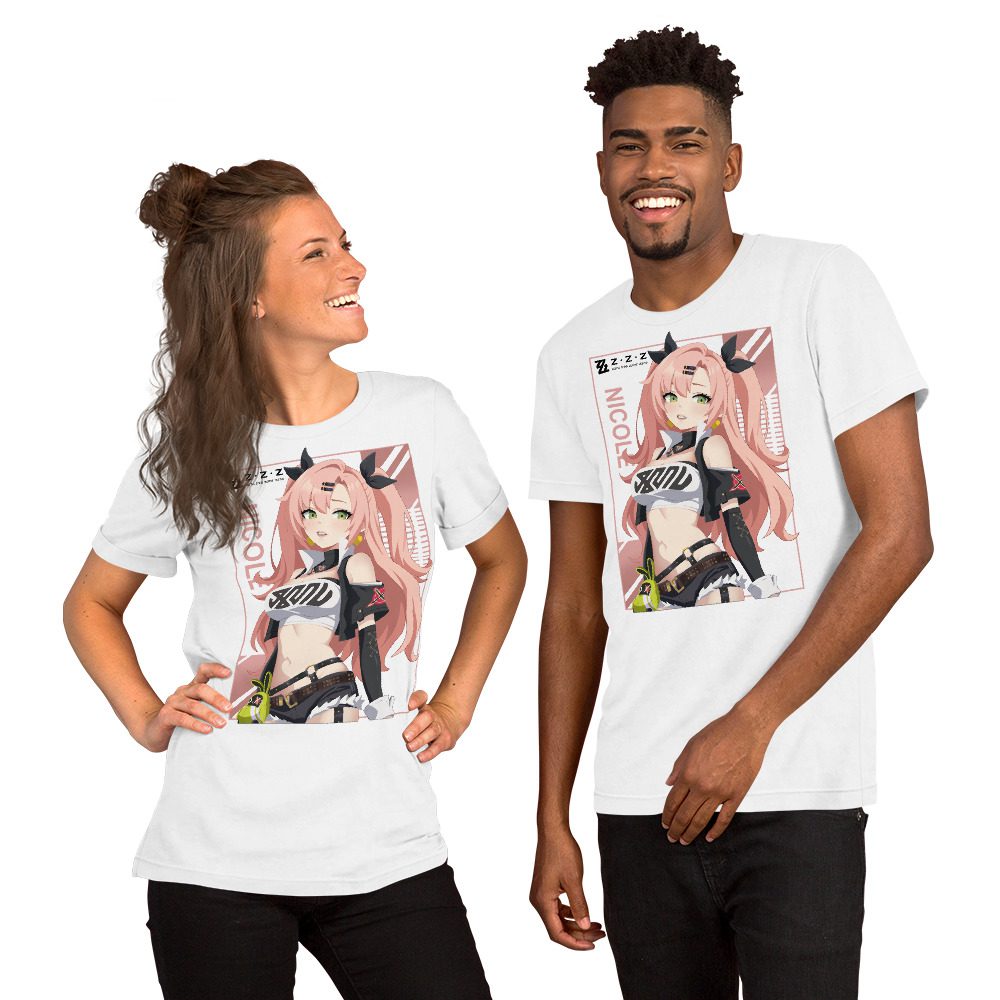 Zenless Zone Zero T-Shirt – Nicole Demara Design – Unisex Baumwollshirt in Weiß-Schwarz 1 Zenless Zone Zero T-Shirt – Nicole Demara Design – Unisex Baumwollshirt in Weiß-Schwarz