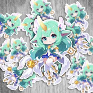 League of Legends Sticker – Star Guardian Soraka Aufkleber, wasserfest & UV-beständig, 6 cm, 2 Stück