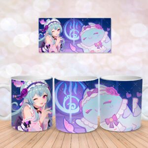 Genshin Impact Tasse aus Keramik – Yumemizuki Mizuki Motiv – Spülmaschinen- & Mikrowellengeeignet – Weiß