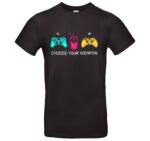 Gaming T-Shirt Choose Your Weapon – Gamer Shirt für Männer & Frauen – Unisex Funshirt für Zocker – Controller & Maus Motiv – Schwarz oder Weiß – Geschenk für Gamer