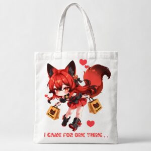Kitsumi Baumwolltasche – Kitsukami OC VTuber Stoffbeutel in Weiß oder Schwarz