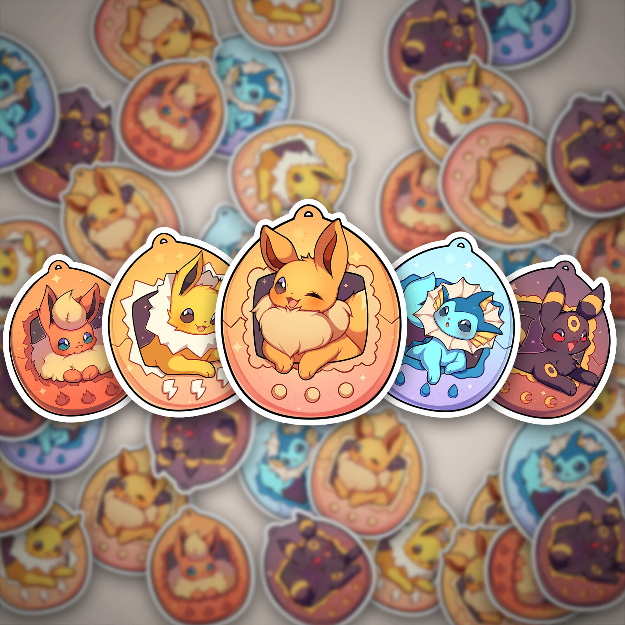 Pokemon Evoli Entwicklungen Tamagotchi Motiv mit 9 Stickern 1 Pokemon Evoli Entwicklungen Tamagotchi Motiv mit 9 Stickern