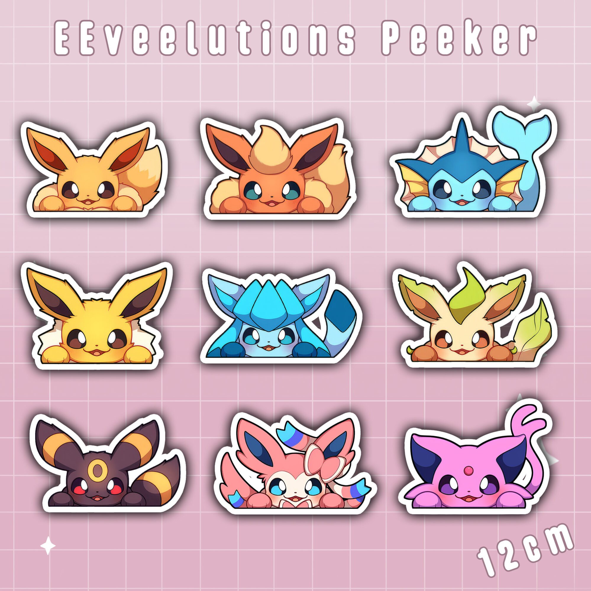 Pokémon Evoli Evolutionen Peeker Sticker Set - 9-teilig, 12 cm 1 Pokémon Evoli Evolutionen Peeker Sticker Set - 9-teilig, 12 cm