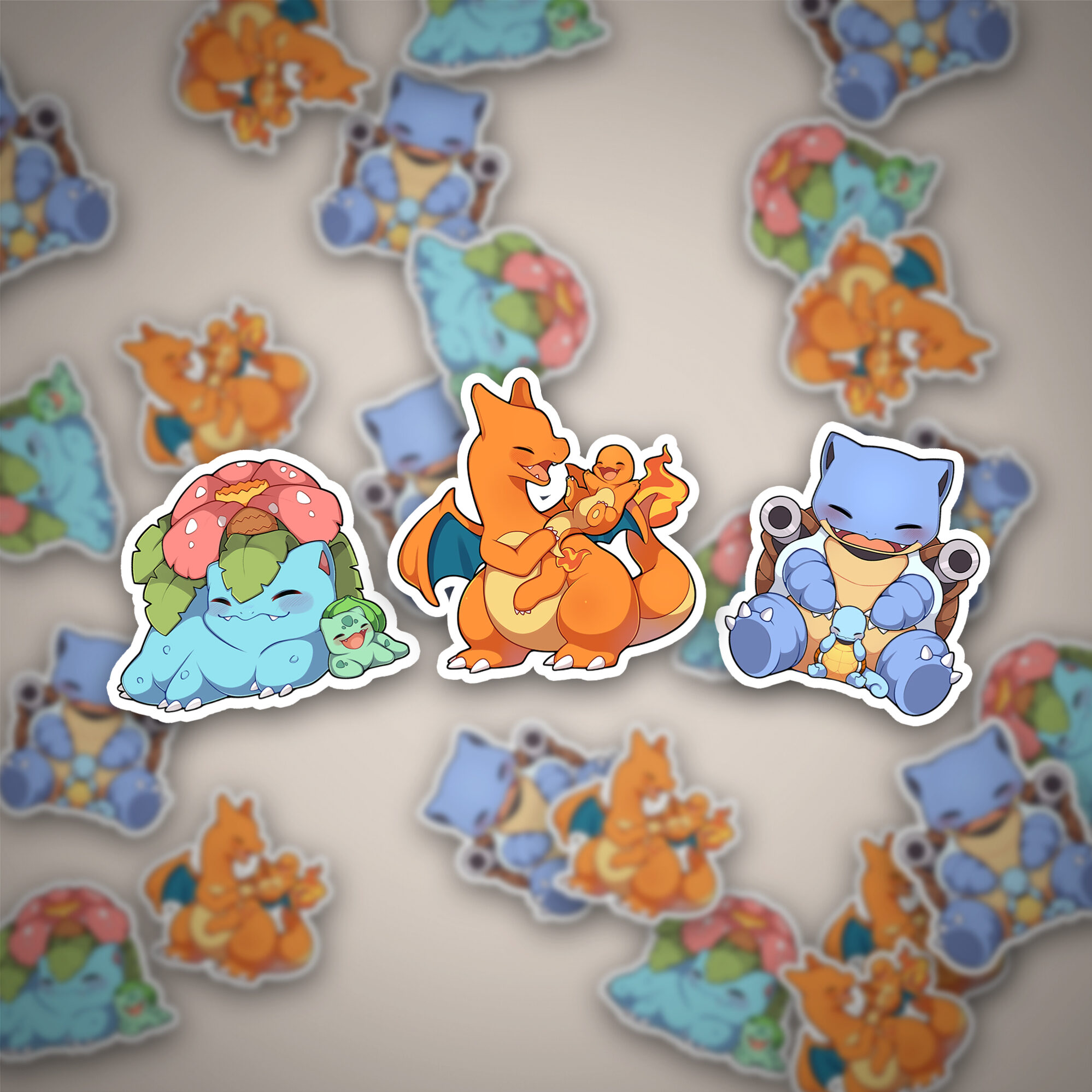 Pokemon Starter Sticker Set - Glumanda, Schiggy & Bisasam 3 Pokemon Starter Sticker Set - Glumanda, Schiggy & Bisasam