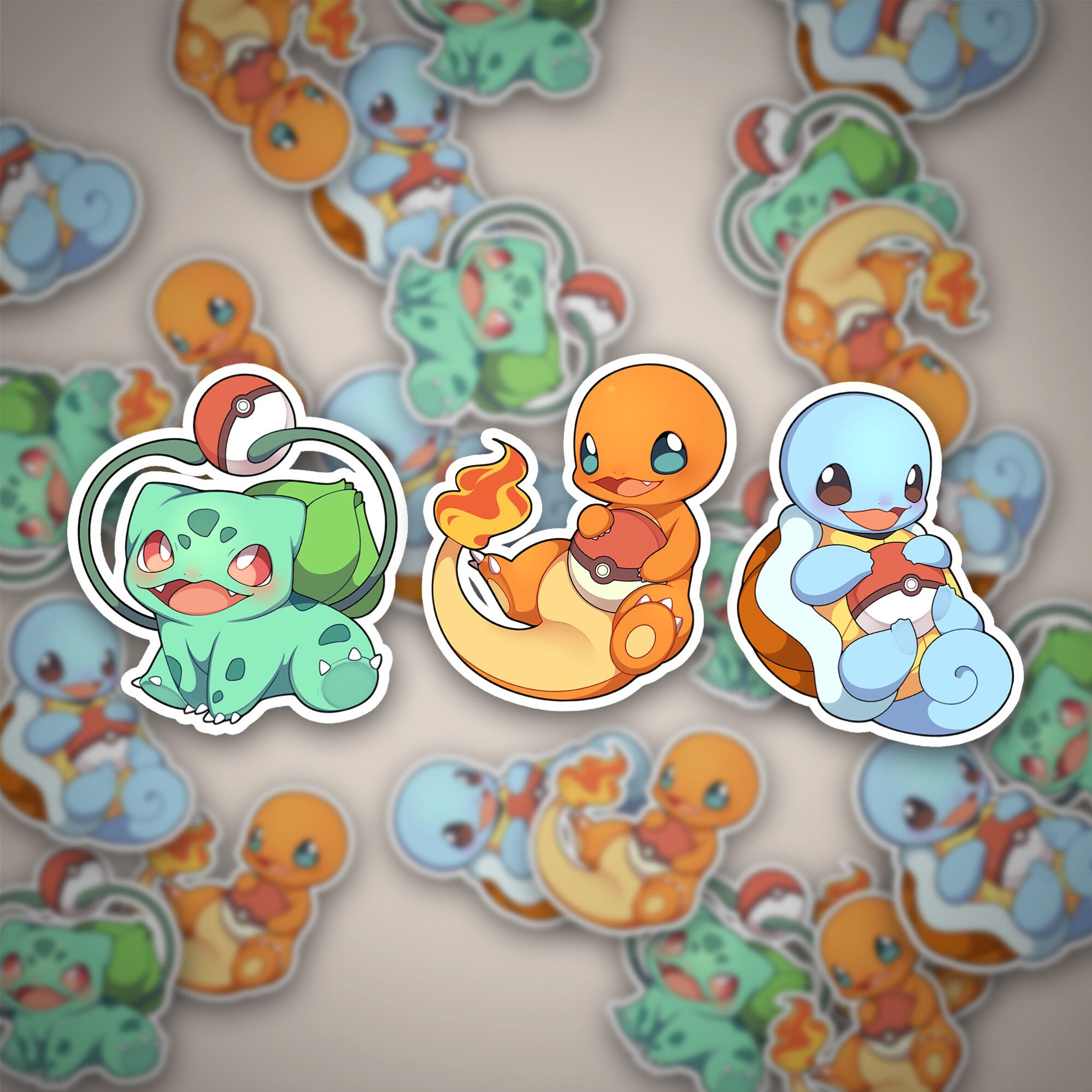 Pokemon Starter Sticker Set - Glumanda, Schiggy & Bisasam 1 Pokemon Starter Sticker Set - Glumanda, Schiggy & Bisasam
