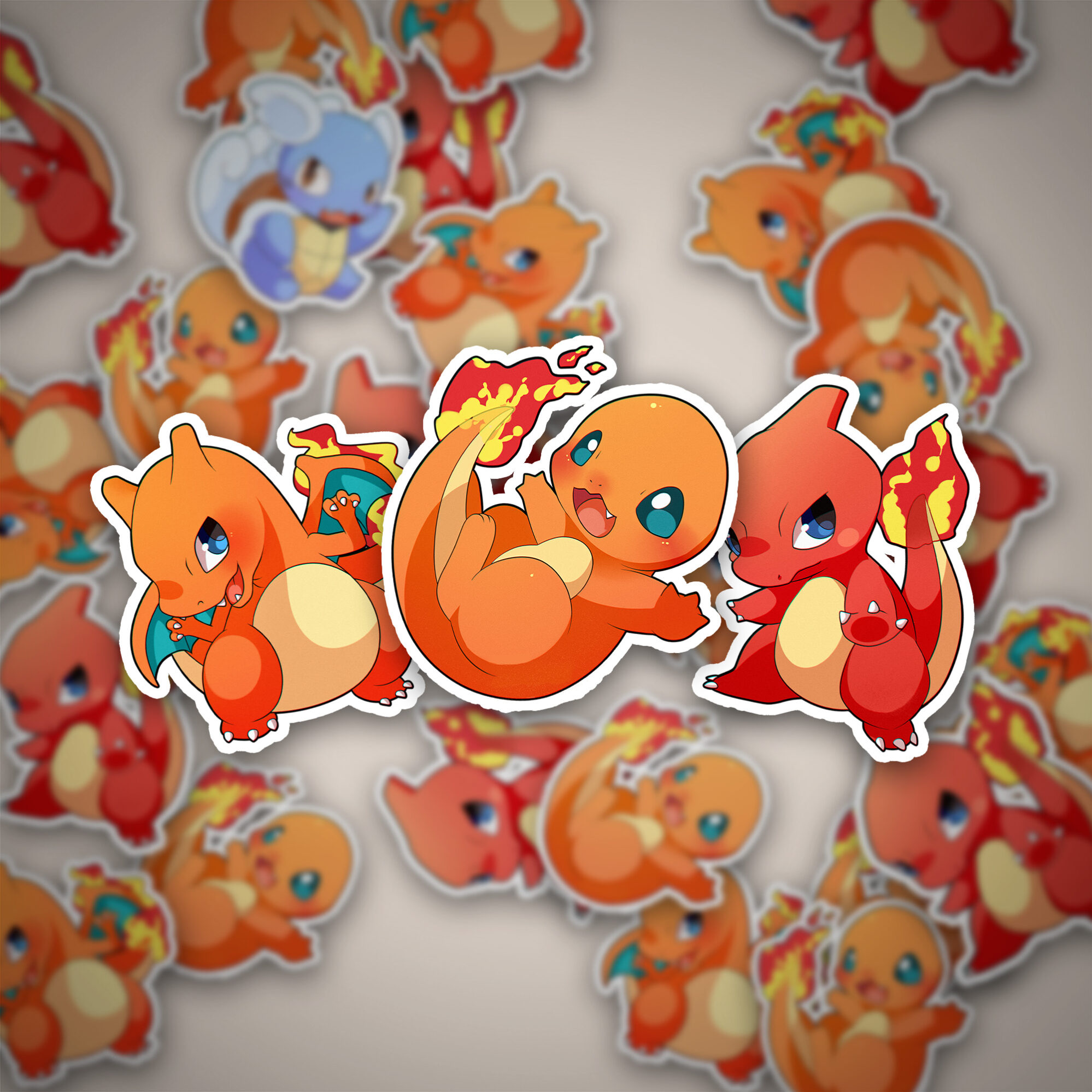 Pokemon Sticker Set - Glumanda, Bisasam, Shiggy - 9 Stück 1 Pokemon Sticker Set - Glumanda, Bisasam, Shiggy - 9 Stück