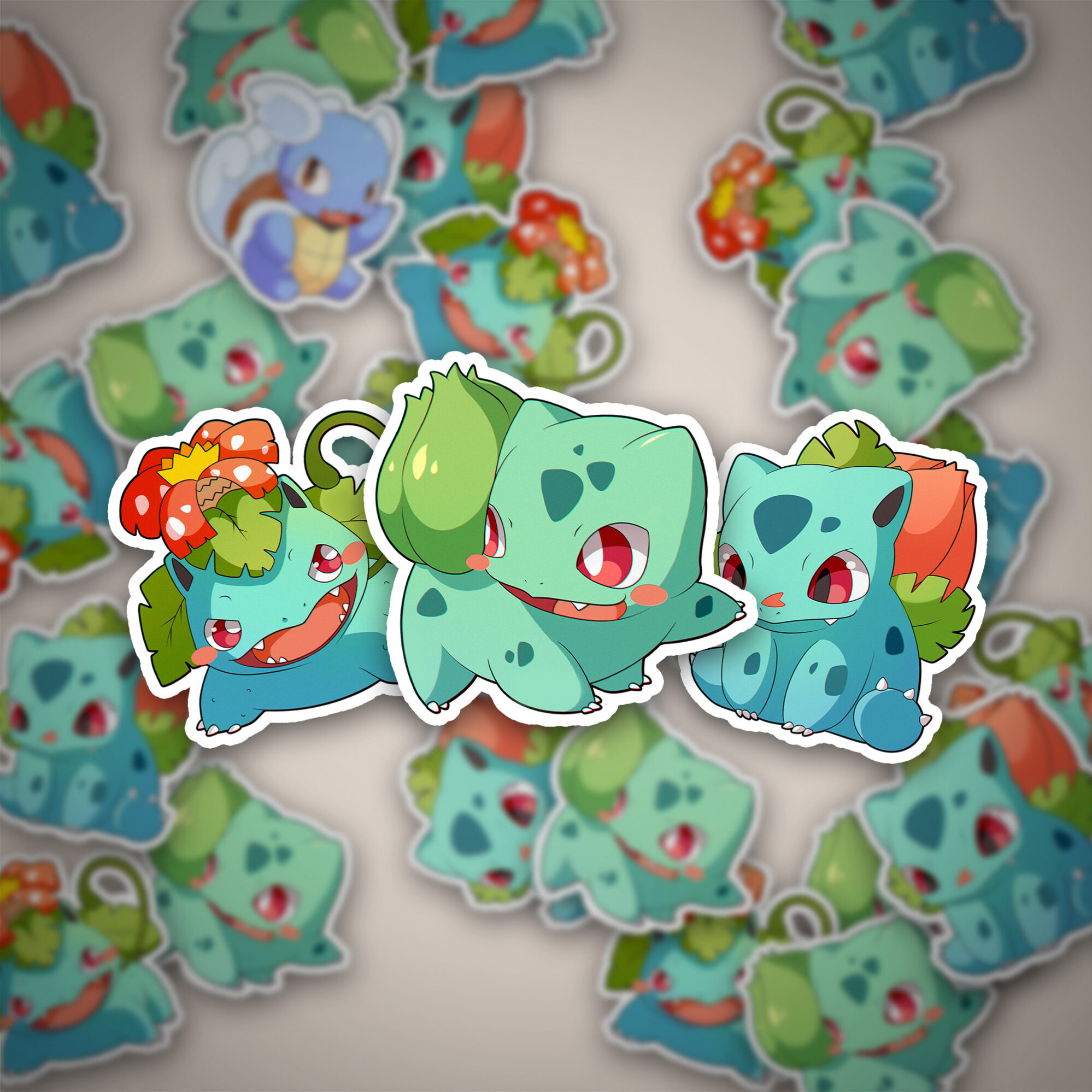 Pokemon Sticker Set - Glumanda, Bisasam, Shiggy - 9 Stück 2 Pokemon Sticker Set - Glumanda, Bisasam, Shiggy - 9 Stück