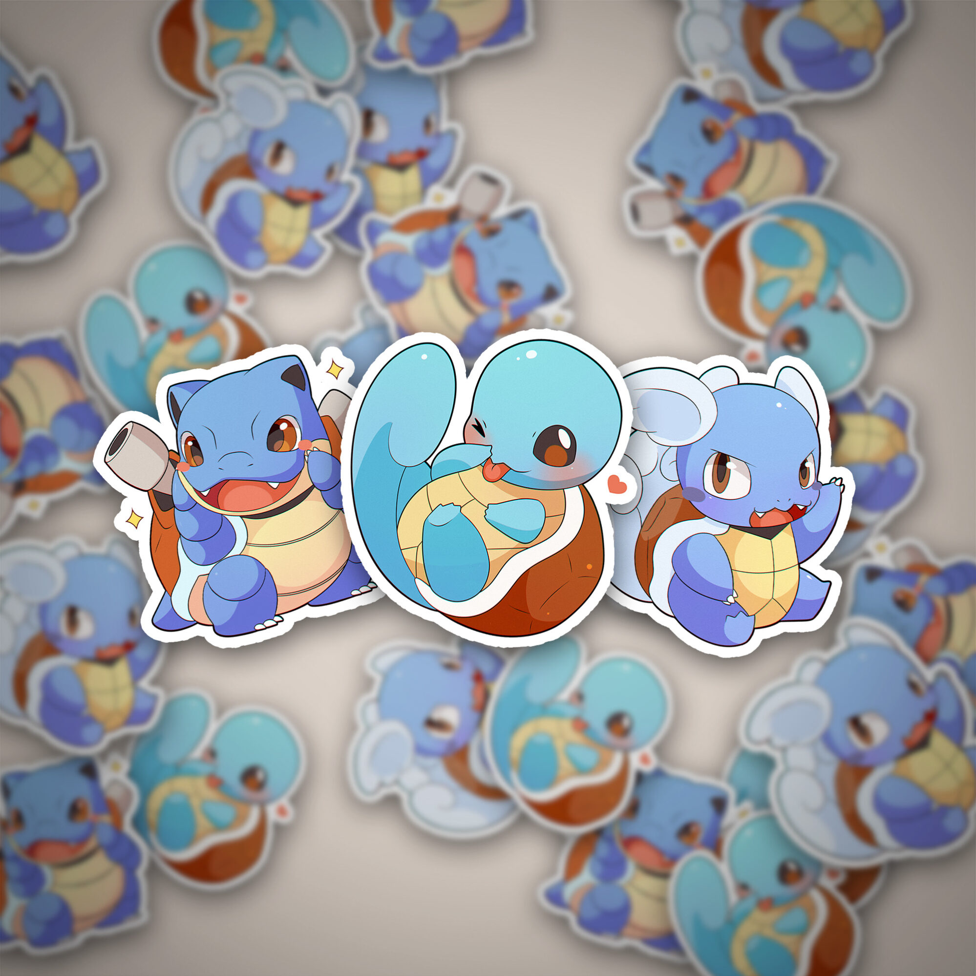 Pokemon Sticker Set - Glumanda, Bisasam, Shiggy - 9 Stück 3 Pokemon Sticker Set - Glumanda, Bisasam, Shiggy - 9 Stück