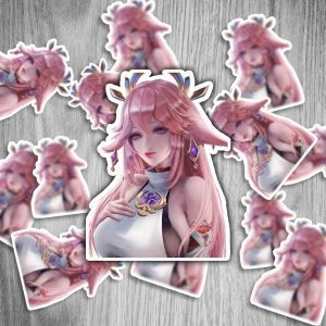 Genshin Impact Yae Miko Sticker – Wasserfest und UV-geschützt 2 Stück