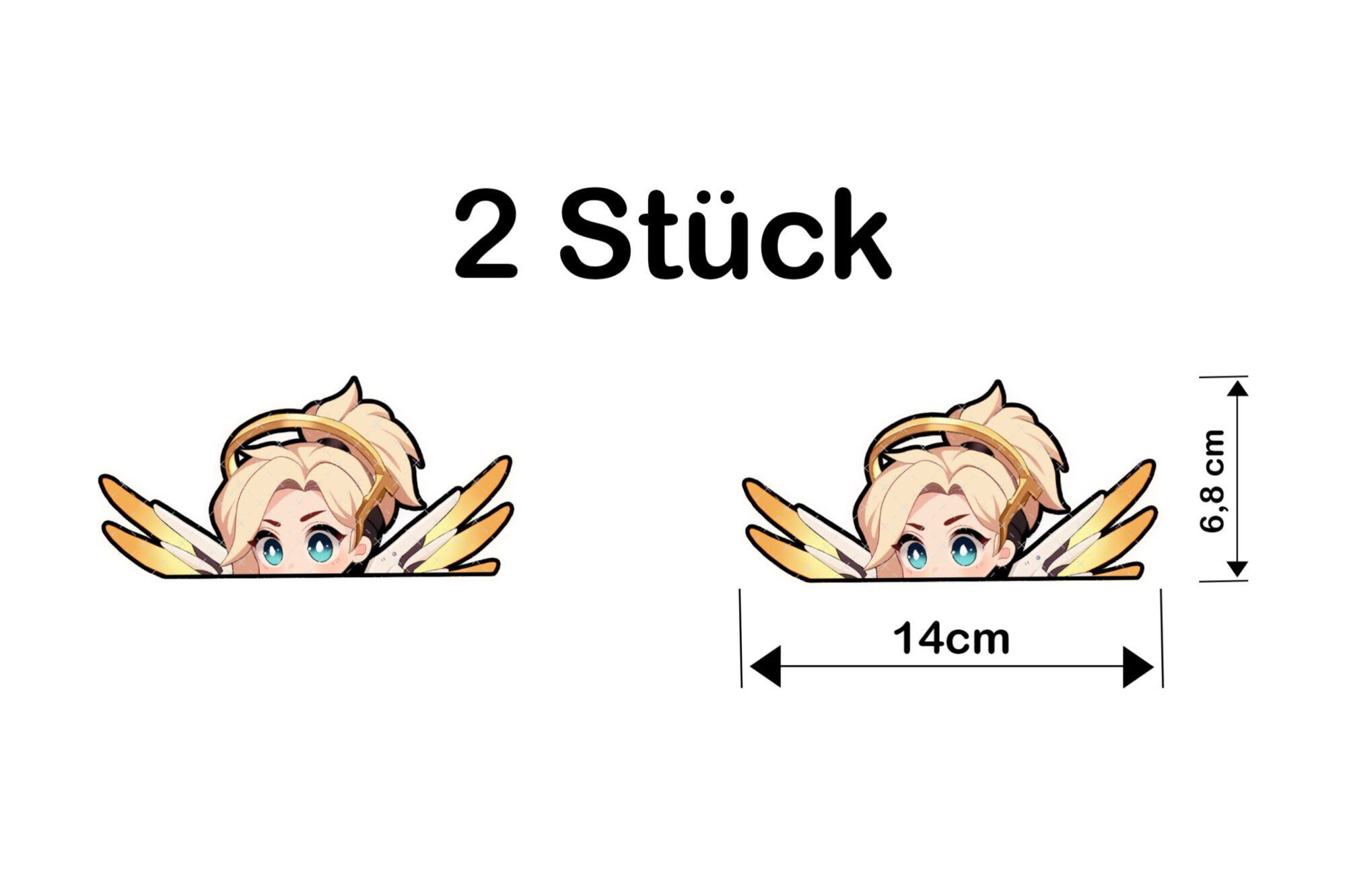 Overwatch Mercy Anime Peeker – Wasserfester Autoaufkleber, UV-beständig - 2 Stück 3 Overwatch Mercy Anime Peeker – Wasserfester Autoaufkleber, UV-beständig - 2 Stück – Bild 4
