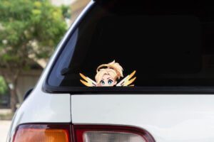 Overwatch Mercy Anime Peeker – Wasserfester Autoaufkleber, UV-beständig - 2 Stück