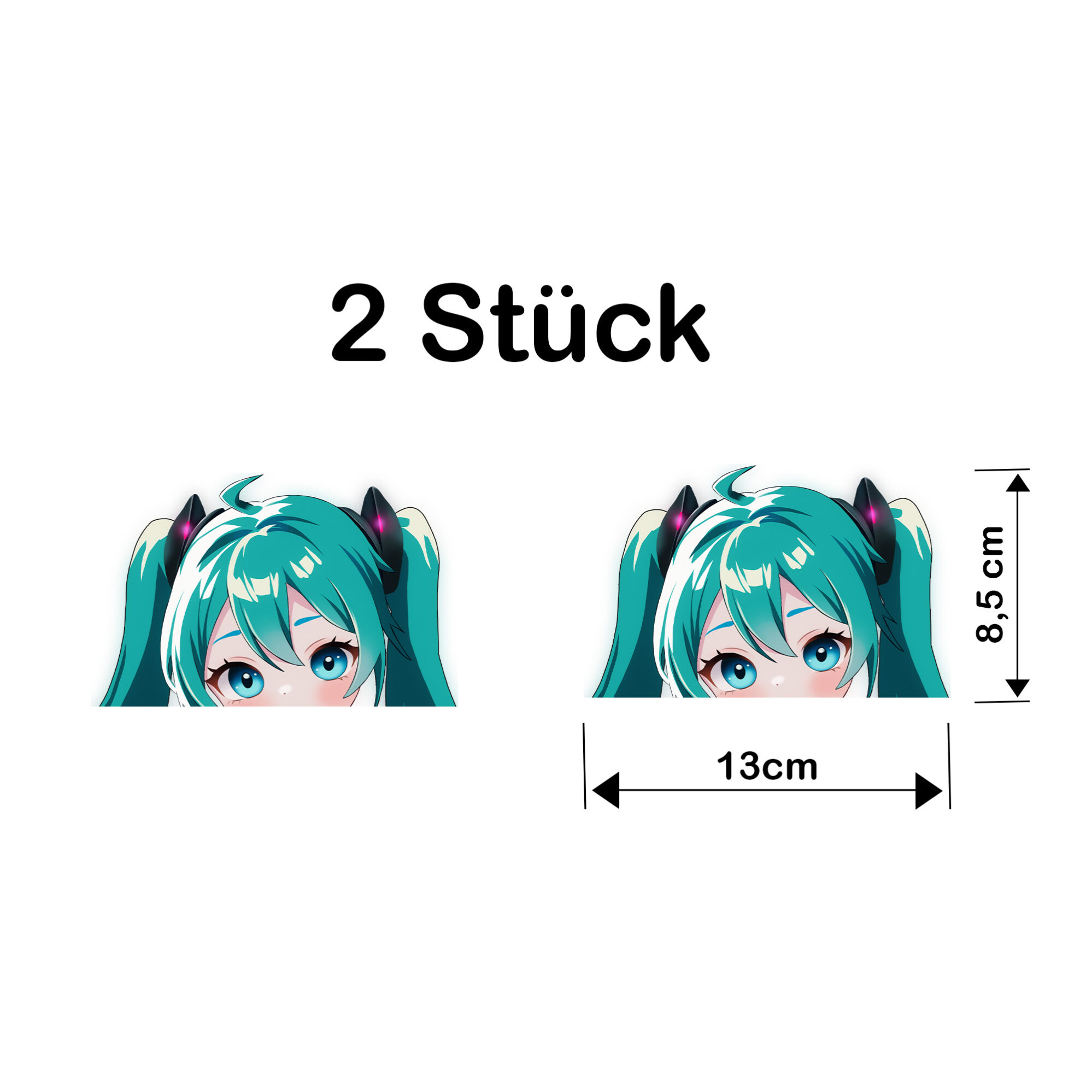 Anime Peeker Aufkleber "Miku Hatsune Magical Mirai" – 2 Stück, Wasserfest & UV-Beständig für Autos 2 Anime Peeker Aufkleber "Miku Hatsune Magical Mirai" – 2 Stück, Wasserfest & UV-Beständig für Autos