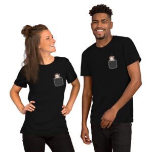 Demon Slayer Nezuko T-Shirt Unisex – Süßes Brusttaschen-Design – Schwarz oder Weiß – Größen S bis XXL