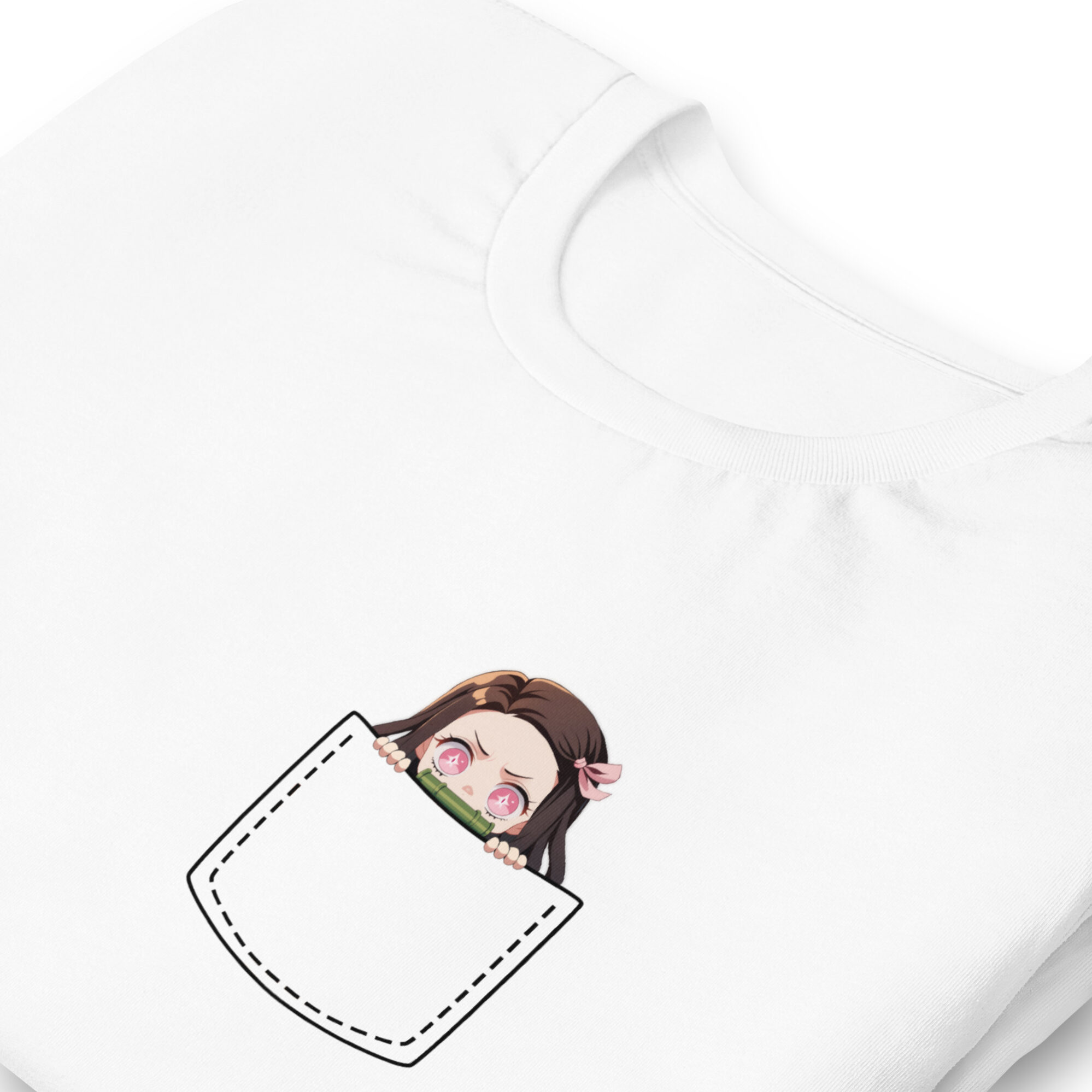 Demon Slayer Nezuko T-Shirt Unisex – Süßes Brusttaschen-Design – Schwarz oder Weiß – Größen S bis XXL 5 Demon Slayer Nezuko T-Shirt Unisex – Süßes Brusttaschen-Design – Schwarz oder Weiß – Größen S bis XXL