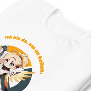 Overwatch Mercy T-Shirt Unisex – Weiß oder Schwarz mit Spruch – Größen S bis XX