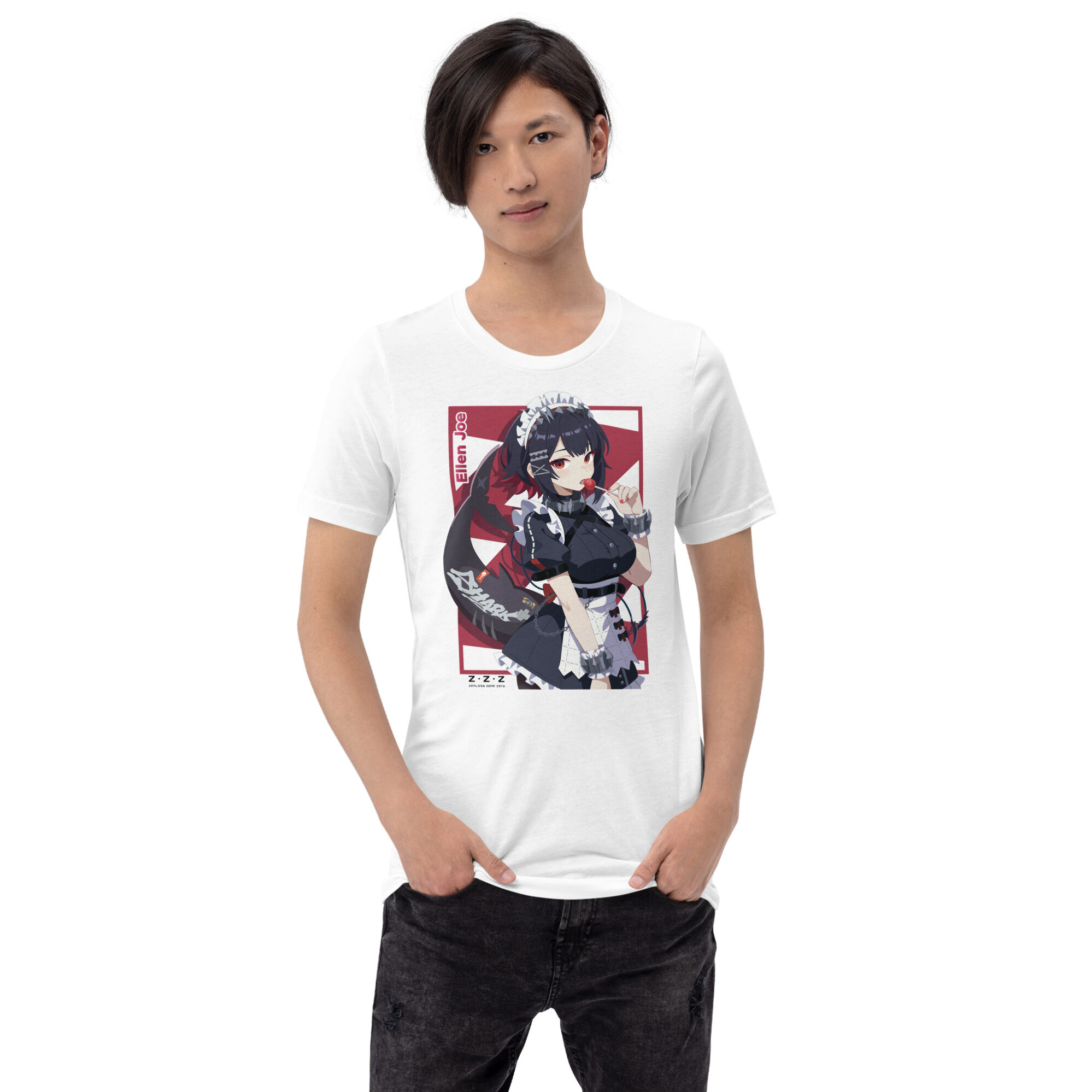 Zenless Zone Zero T-Shirt mit Ellen Joe Motiv – Unisex, Weiß/Schwarz, 100 % Baumwolle 6 Zenless Zone Zero T-Shirt mit Ellen Joe Motiv – Unisex, Weiß/Schwarz, 100 % Baumwolle