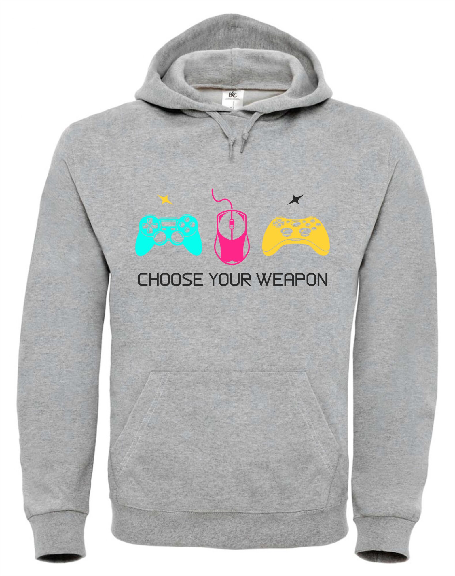Gaming Hoodie „Choose Your Weapon“ – Kapuzenpullover mit Maus- & Controller-Motiv 2 Gaming Hoodie „Never Say Game Over“ – Kapuzenpullover für Gamer mit Controller-Print