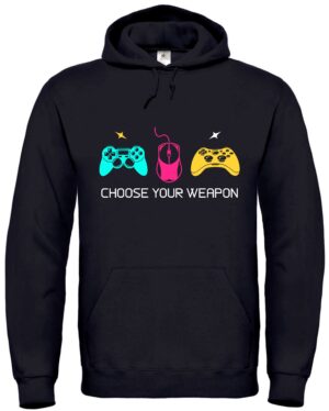 Gaming Hoodie „Never Say Game Over“ – Kapuzenpullover für Gamer mit Controller-Print