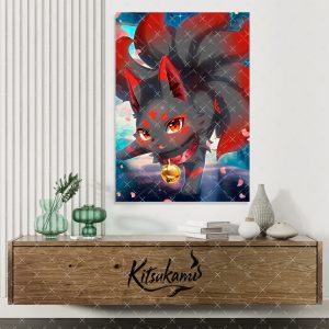 Kuroko Kitsune Poster Anime eigenes Design PNG Tuber V Tuber Mascot Otaku Wanddeko Geschenk