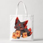 Kuroko Baumwolltasche – Cute Kitsune OC von Kitsukami in Weiß oder Schwarz