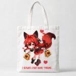 Kitsumi Baumwolltasche – Kitsukami OC VTuber Stoffbeutel in Weiß oder Schwarz