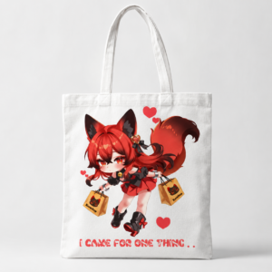 Kitsumi Baumwolltasche – Kitsukami OC VTuber Stoffbeutel in Weiß oder Schwarz