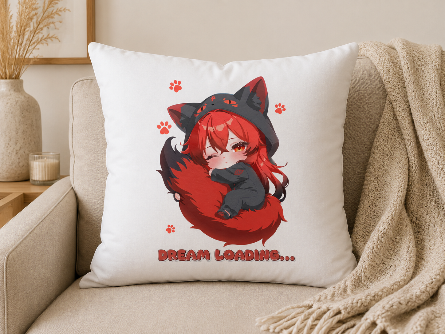 Kitsukami Kissen 40 × 40 cm mit Kitsumi- oder Kuroko-Motiv – inklusive Kissenfüllung 1 Kitsukami Kissen 40 × 40 cm mit Kitsumi- oder Kuroko-Motiv – inklusive Kissenfüllung